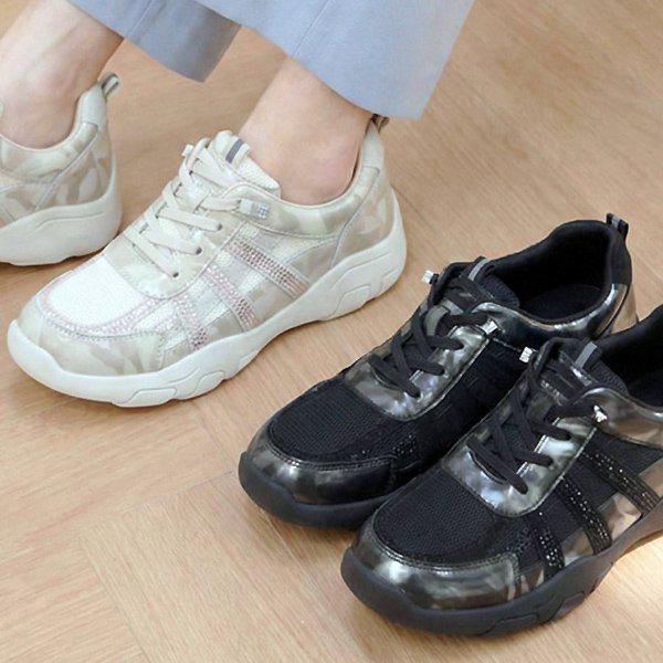 シューズ レザー メッシュ 女性 レディース スリッポン スニーカー スニーカー 3.5cm sjpe s 2005_P418990503