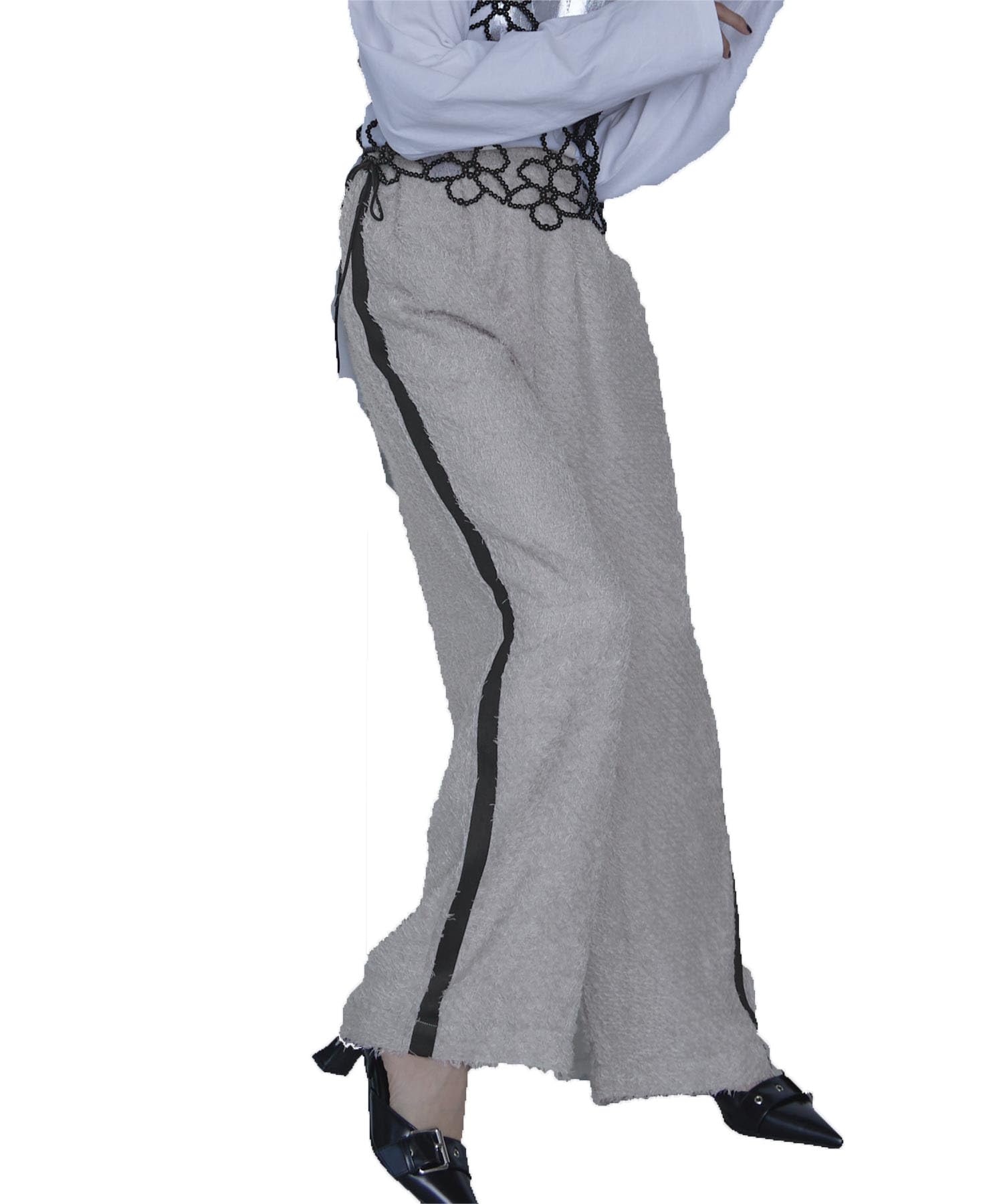 [miette] サイドリボン フリンジ ワイドパンツ REXX1054 レディース FREE グレー