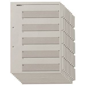 （まとめ） TANOSEE 見出しカード（エコノミータイプ） A4タテ 2穴 5山+扉紙 グレー 1パック（10組） 15セット