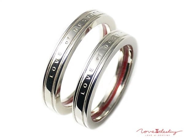 ラブオブディスティニー LOVE of DESTINY シルバー950 LODポージー 運命の愛の糸 赤い糸入り ペアリング 指輪 日本製 LODR-007PAIR 【ペアアクセサリー/プレゼント/ギ