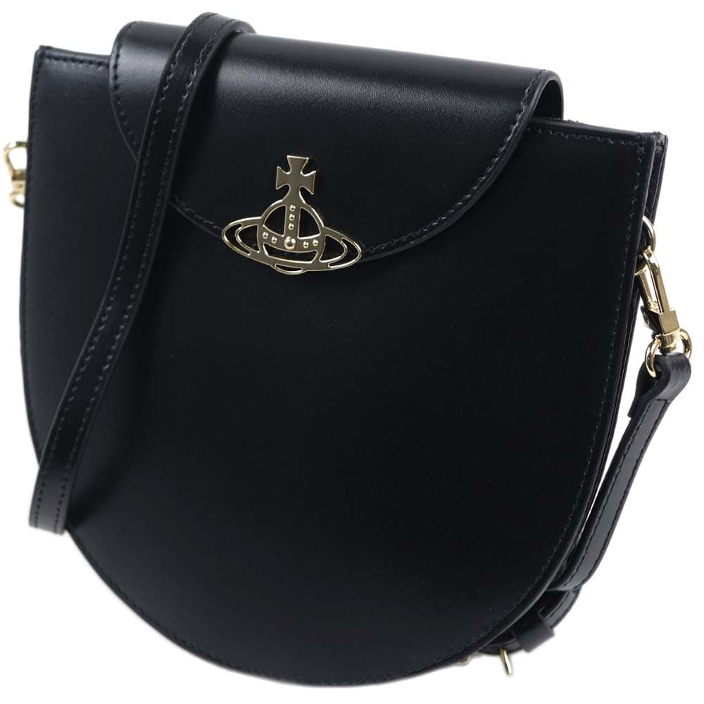 ヴィヴィアンウエストウッド バッグ ショルダーバッグ クロスボディ ブラック ゴールド LINDA HALF MOON SADDLE CROSSBODY BLACK Vivienne Westwood