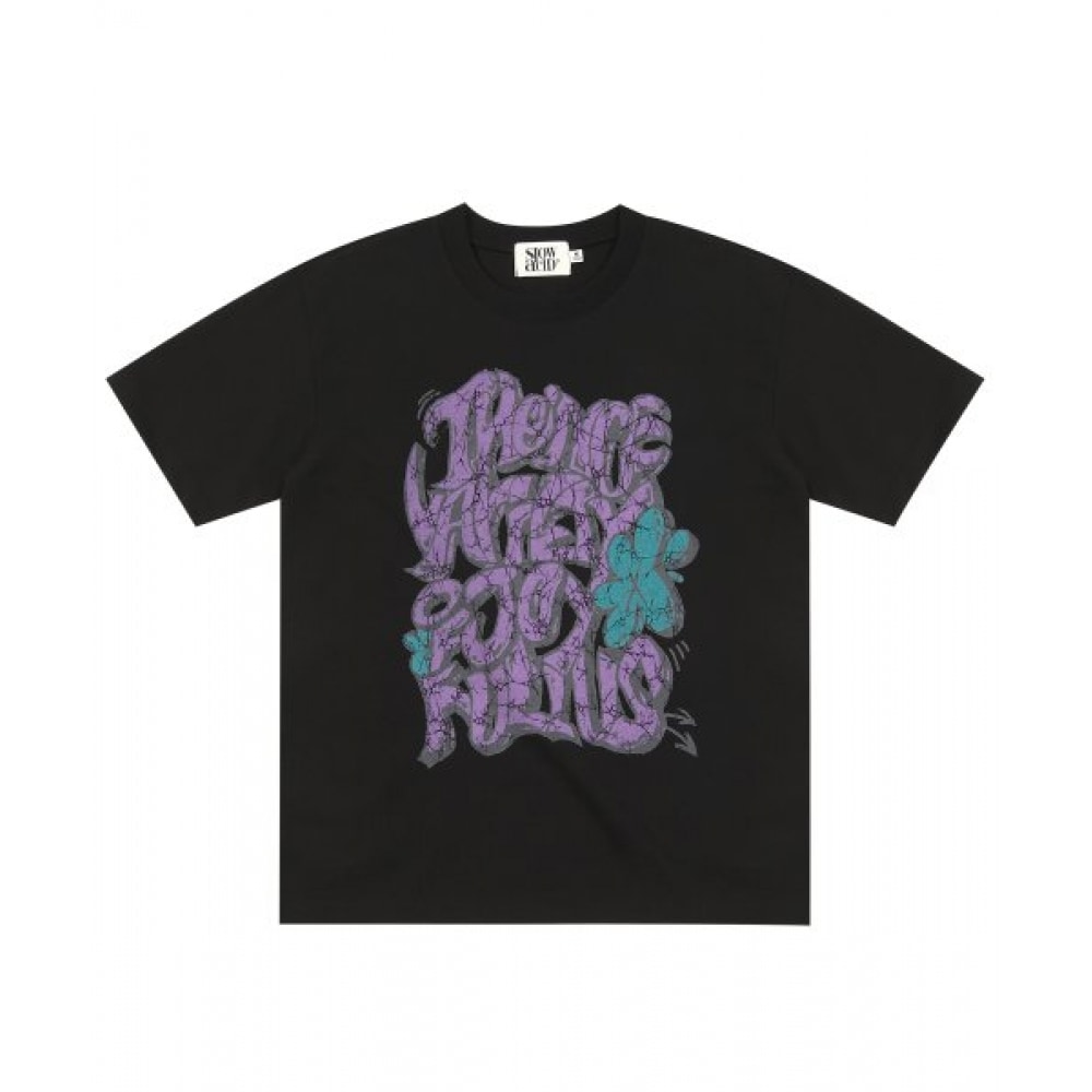 スローアシッドジョイフルショートスリーブTシャツ [ブラック]