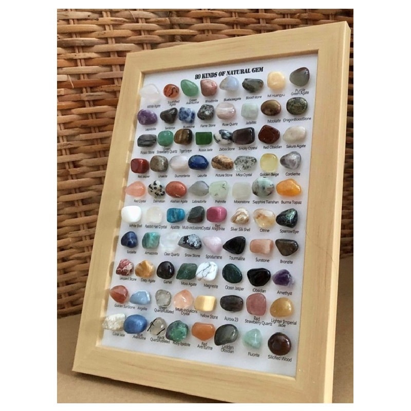 心癒す天然石 80個ディスプレイ カラーセラピー 天然石 標本 石 天然石標本 サンストーン シトリン ガーネット トルマリン ルチル