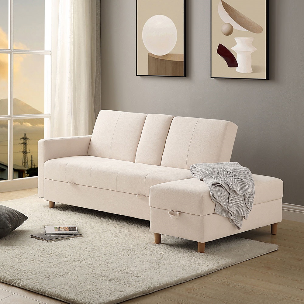 【国内即日発送】ソファー 3人掛け ソファ 多機能ソファベッド 収納機能 引き出し オットマン おしゃれ コーナーソファー コーナー 【アイボリー】