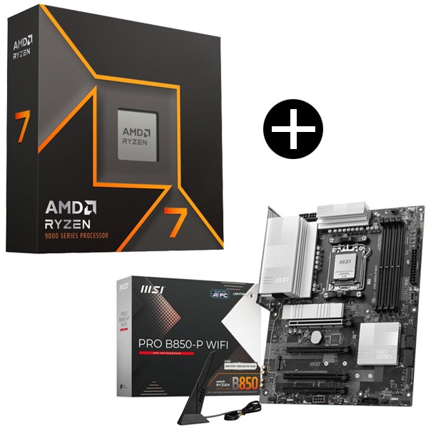 Ryzen 7 9700X W/O Cooler WOF (8C/16T3.8GHz65W) CPU + MSI PRO B850-P WIFI ATXマザーボード セット