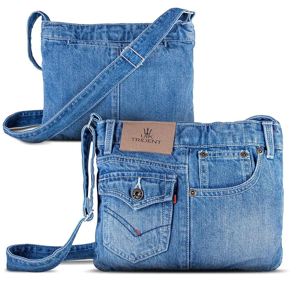 UK Trident デニム ショルダーバッグ レディース 斜めがけ ジーンズ サコッシュバッグ 女性人気 リメイク風