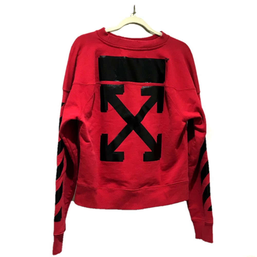 OFF-WHITE オフホワイト スウェット OMBA021S188750502010 2018SS チャンピオン コラボ クルーネック トレーナー アパレル スウェットシャツ コットン レッド×ブラ
