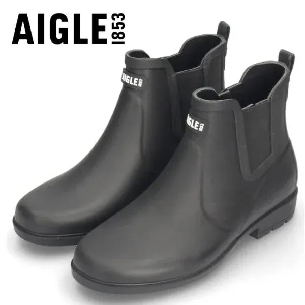 AIGLE エーグル レインブーツ メンズ カーヴィル 2 ラバーブーツ 黒 ZZHNA60 ノワール ブラック 長靴 ショート丈 サイドゴアブーツ 防水 防滑