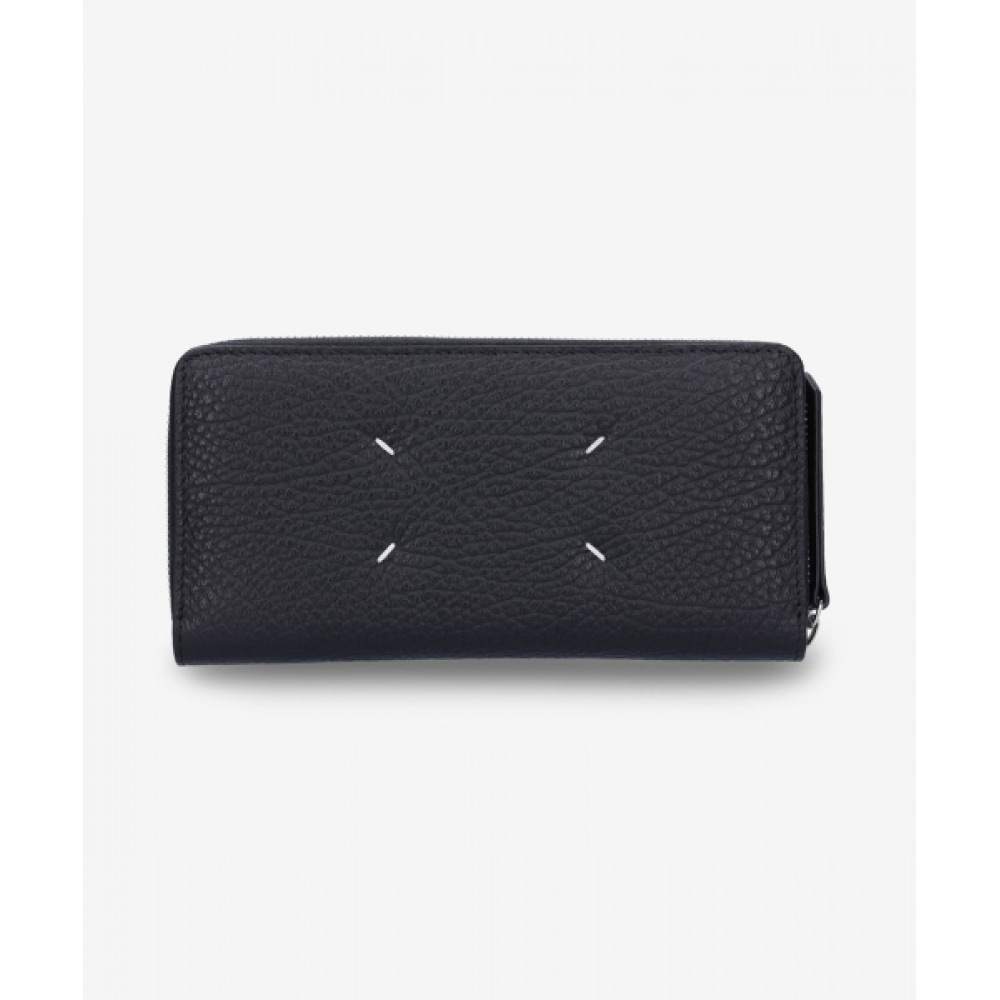 メゾンマルジェラホームアラウンドコンチネンタルウォレット-ブラック/S56UI0110P4455T8013