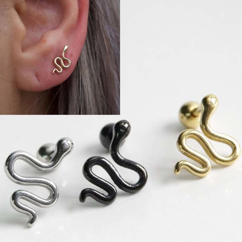 ストレートバーベル 蛇 16g ボディピアス 軟骨 銀色 黒 金 女性 男性 16ゲージ ヘリックス ピアス 即発送可能 Vivalafocaccia Com