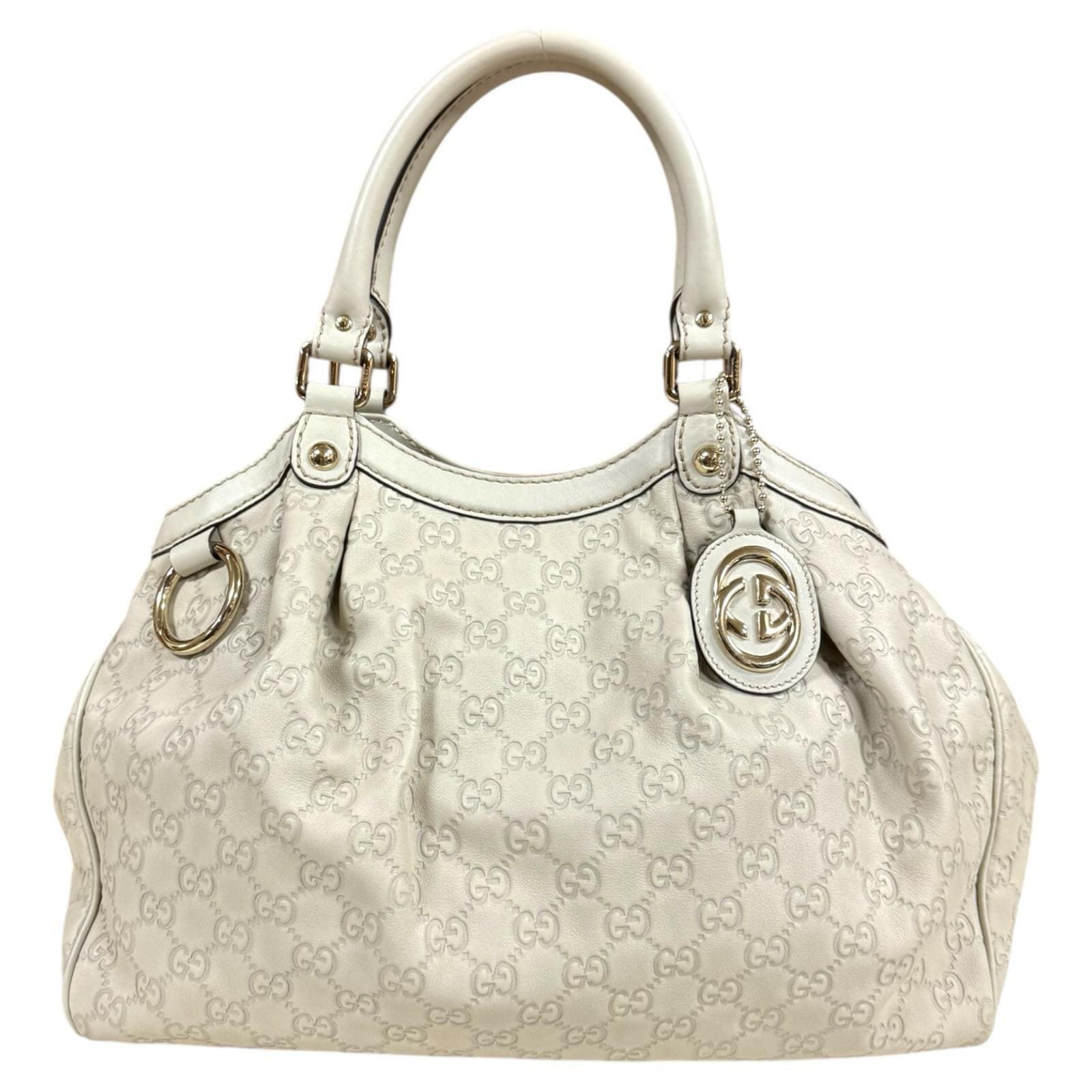 グッチ スーキー　グッチシマ ハンドバッグ レザー 211944 ホワイト GUCCI 中古