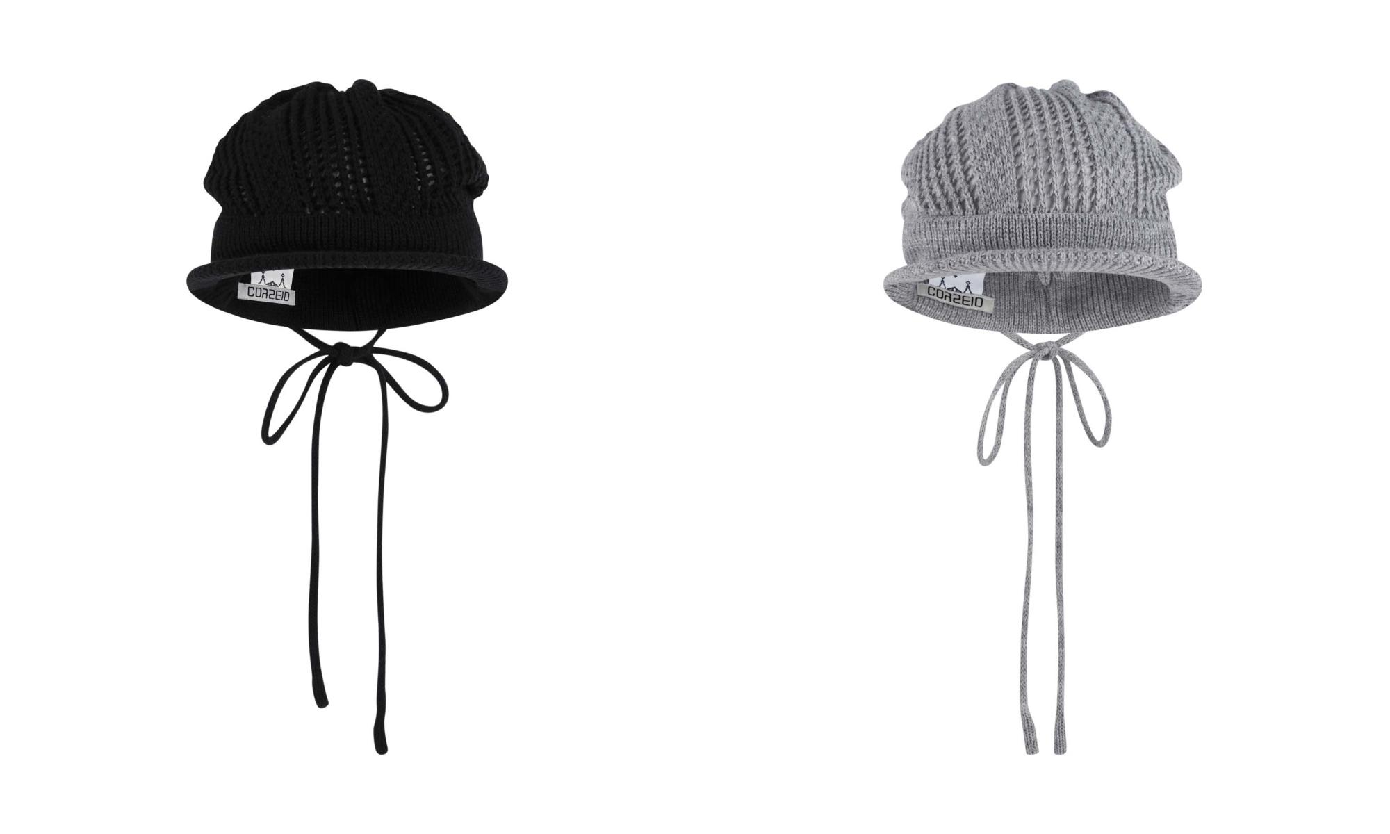 韓国限定 韓国人気トレンド COY VISOR クロケット ビーニー ニットキャップ (2カラー) - Black/Grey