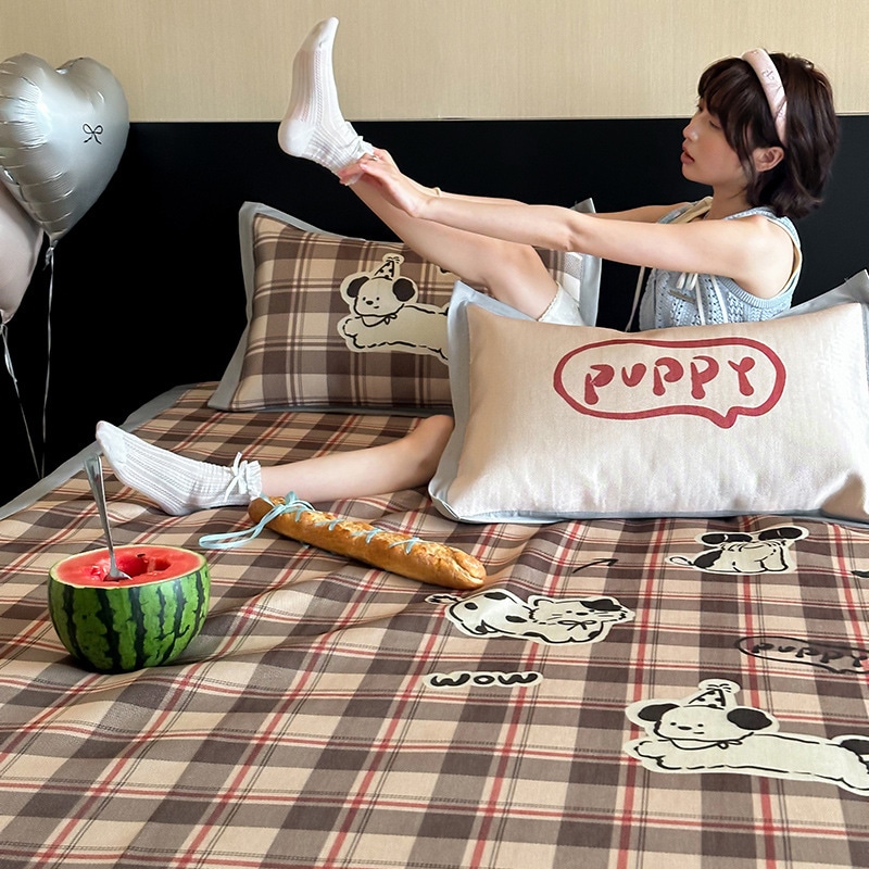 Summer Cartoon Ice Silk Mat Three-piece Set Cute Mixed And Match Cool Silk Ice Mat Summer Soft Mat 1