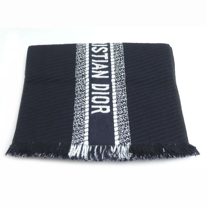 Dior ディオール ロゴ オブリーク ビッグ マフラー マフラー ネイビー 31CDO301IXGS レディース 中古