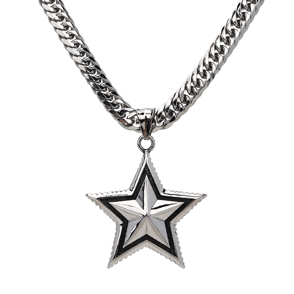 ステンレス スターネックレス [n154]