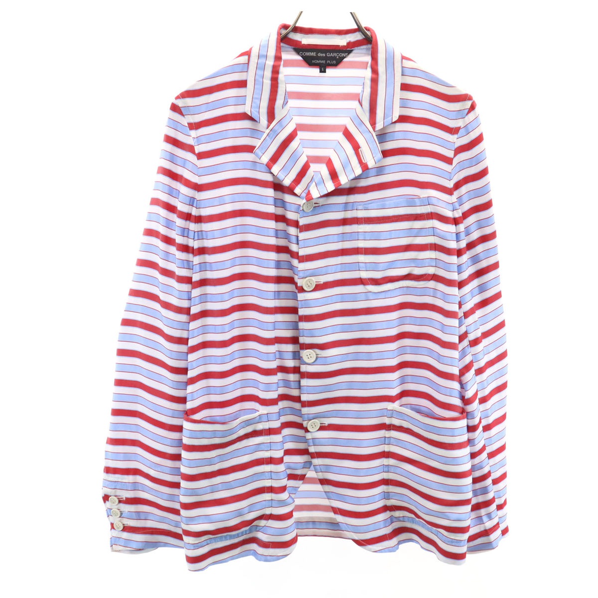 COMME des GARCONS HOMME PLUS コムデギャルソンオムプリュス 2018年 日本製 ボーダー柄 テーラードジャケット S メンズ 古着