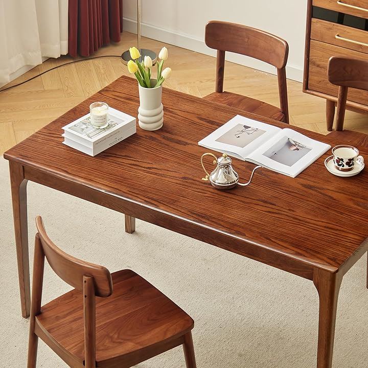 ダイニングテーブル 食卓 長方形 オークウッド 木製 2～4人用 幅120x奥行70cmx高75cm(ブラウン, 幅120x奥行70x高75cm)