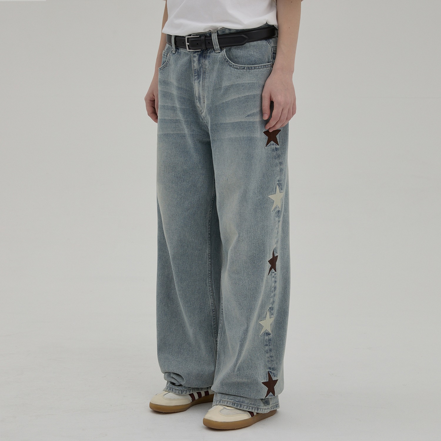 Star Denim Pants YELLOW WASHEDLIGHT BLUE