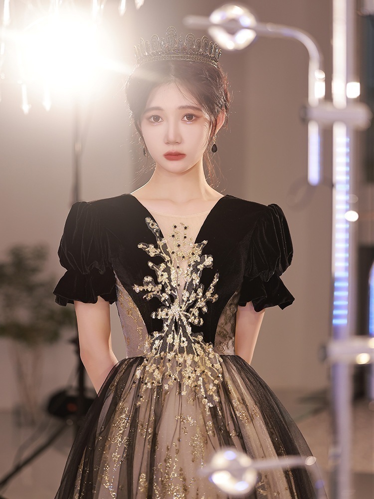 ウエディングドレス,結婚式　ドレス,パーティードレス,ロングワンピース,ドレス ロングドレス,パーティードレス 結婚式会イブニングドレス夏の雰囲気黒の司会者宴会イブニングドレス芸考ドレス