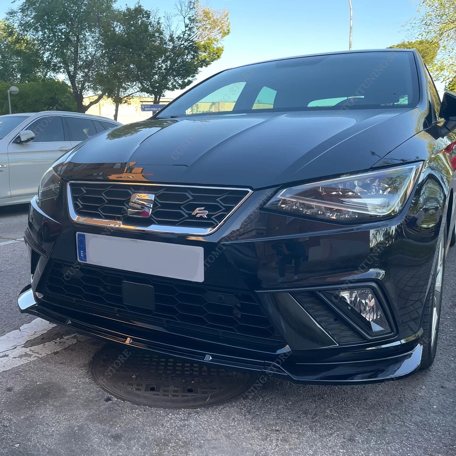 車のフロントバンパーリップスポイラー,ディフューザー,車両アクセサリー,チューニング,シートibiza 6f,ibiza mk5,fr,tsi,tdi,ハッチバック,2017-2020