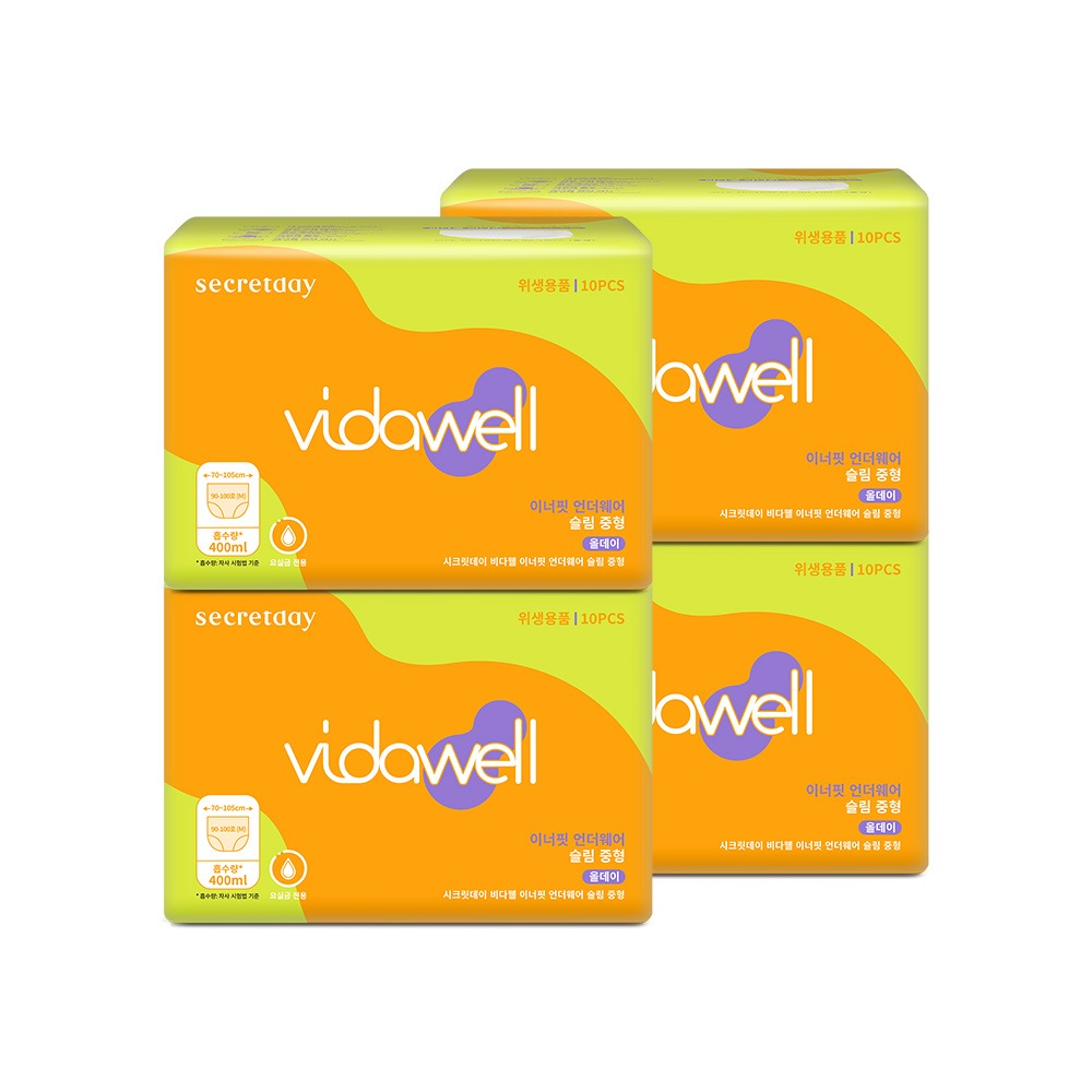 [4パック] ビーダウェル 尿失禁 インナーフィット アンダーウェア スリム 中型 10PX4パック シークレットデー