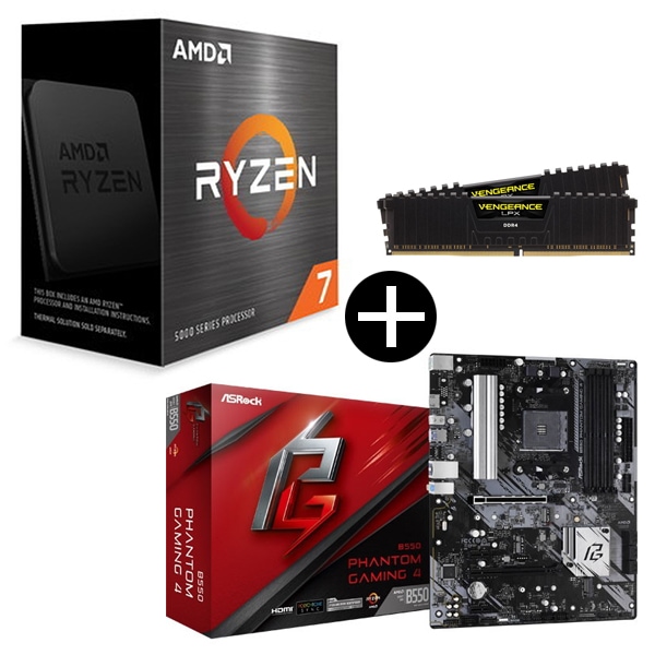 国内正規品 Ryzen 7 5700X W/O Cooler CPU + B550 Phantom Gaming 4 ATXマザーボード + CMK32GX4M2E3200C16 メモリ 32GB