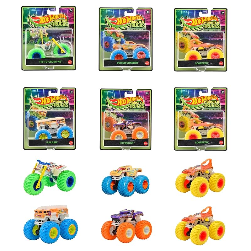 ホットウィール(Hot Wheels) 光る！モンスタートラック アソート 乗り物おもちゃ ミニカー 6台入り BOX販売 3歳から マルチ 986A-JFX08