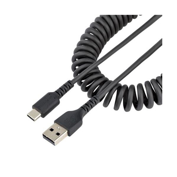 （まとめ） StarTech.com 高耐久USB A-USB Cケーブル 1m コイル（伸縮）型／アラミド繊維補強R2ACC-1M-USB-CABLE 1本 [x3セット]