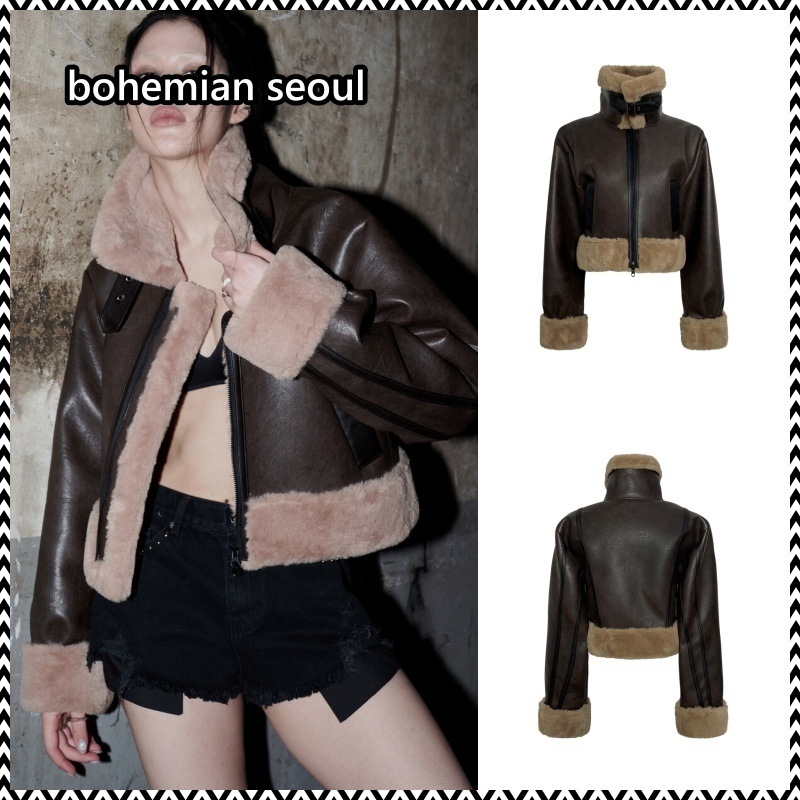 bohemian seoul HIGH NECK SHORT MUSTANG IN BROWN