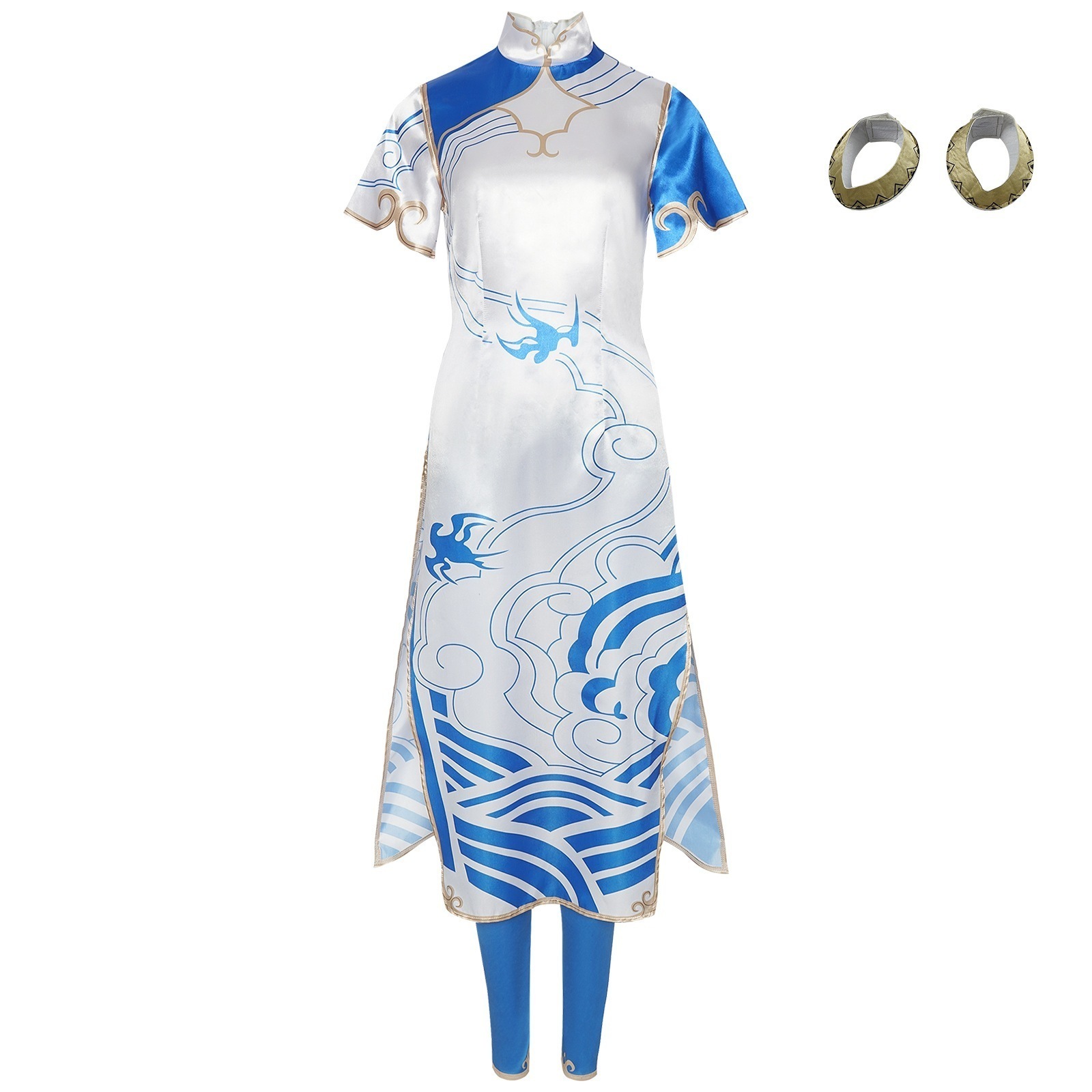 【限時割!引!】覇王cos服春麗中青花磁器チャイナドレス女性服セットコスプレ衣装