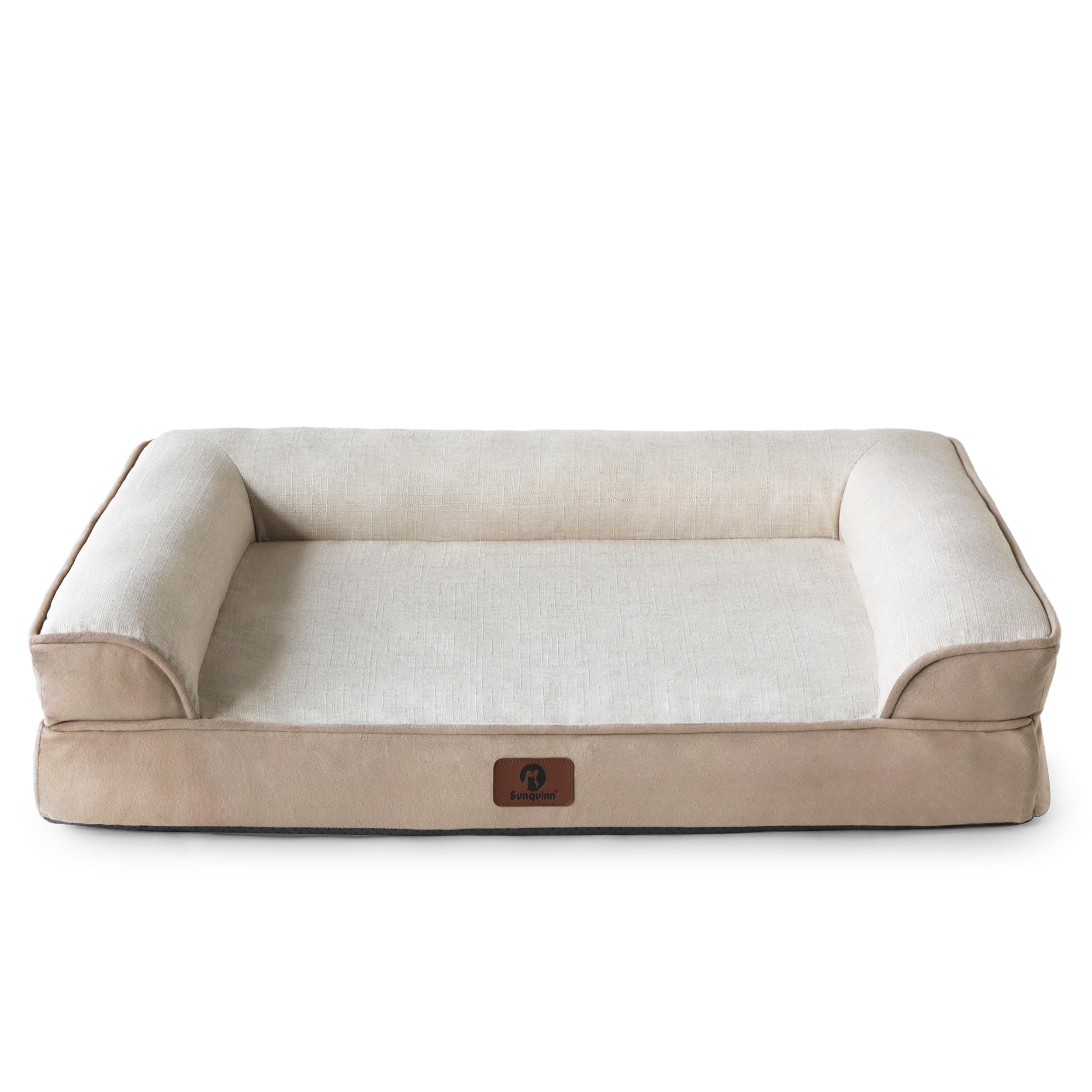 Sunquinn 犬 ベッド ペットベッド 犬用ベッド 防水 抗菌 洗える 高反発 取り外せるカバー 滑り止め オールシーズン 小型犬 中型犬 高齢犬 猫 多頭飼い 枕付き ソファー クッション 蒸れ