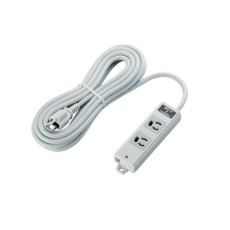 工事物件に 3ピン 熱に強い 雷ガード マグネット付 電源タップ 2個口 5m グレー
