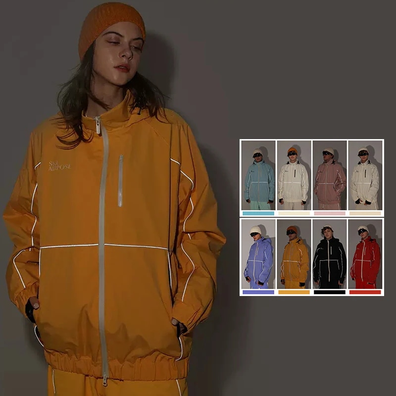 スノーボードウェア レディース メンズ ジャケット 単品 アウター スキーウェア スノボウェア 男女兼用 光反射ライン