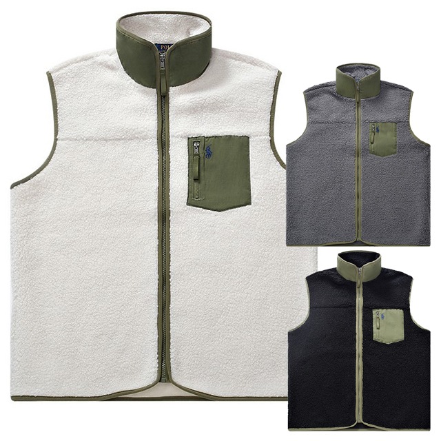 本物保証 ラルフ メンズ Fleece Full Zip Track Feeld Ponny EMB ボアフリース ベストジャケット ポニーししゅう 3カラー展開