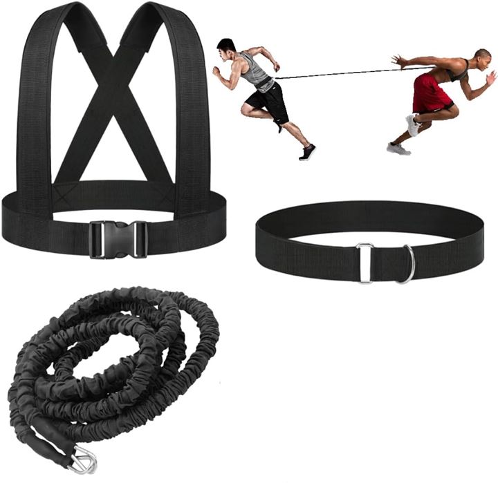 アシストチューブ 2人用 2m トレーニング レジスタンスバンド スピード 抵抗 セット 1ハンドルなし(ブラック)