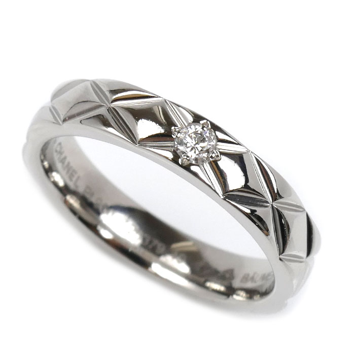 CHANEL シャネル Pt950プラチナ マトラッセ 1Pダイヤ リング・指輪 J2822 9号 49 5.5g レディース 中古 美品