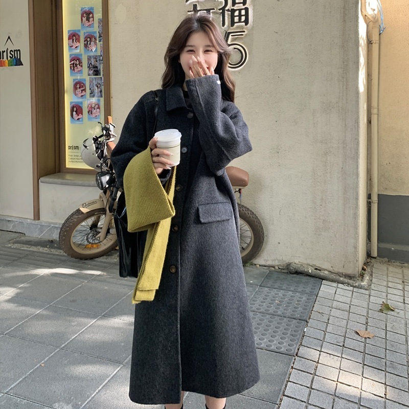 毎日通勤両面カシミアロングコート2024新しい気質経年ウールコートジャケット
