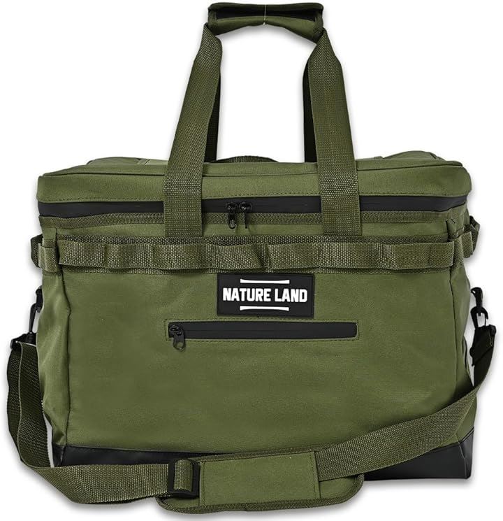 キャンプインストラクター推薦 クーラーボックス 大容量 35L ソフトクーラーボックス 保冷バッグ 保温 ソフトタイプ 軽量 レジャー 折り畳み収納可能 LAND( オリーブグリーン)