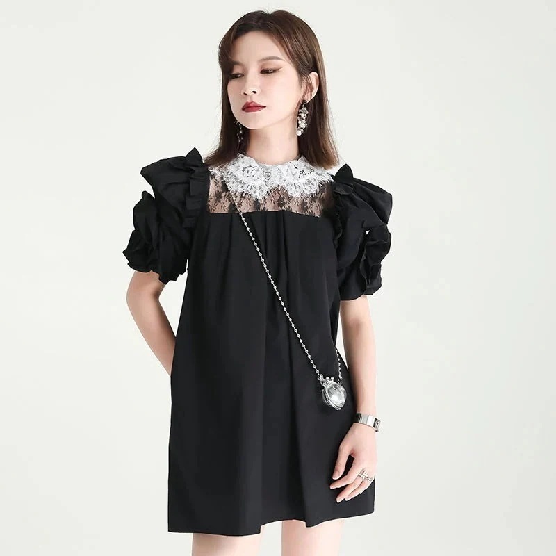 【J.Fashion】 お姫様今週の割引は 25% オフです 体型カバー チュニック レースアップ フリル ワンピース風 ロングブラウス フランス風 レディース おしゃれ 上質 関連商品は店で購入可能