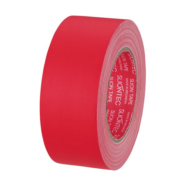 (まとめ) スリオンテック 布粘着テープ マットクロス 50mm×25m 赤 334542アカ 1巻 (×10セット)