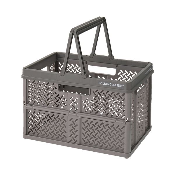 （まとめ） 天馬折りたたみバスケット M グレー 1個 [x5セット]