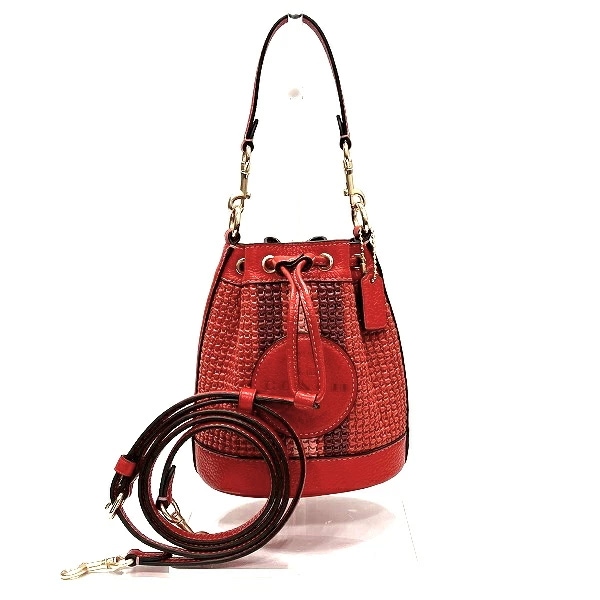 コーチ デンプシー C9955 ストロー 2WAY ショルダー バッグ ハンドバッグ 【中古】