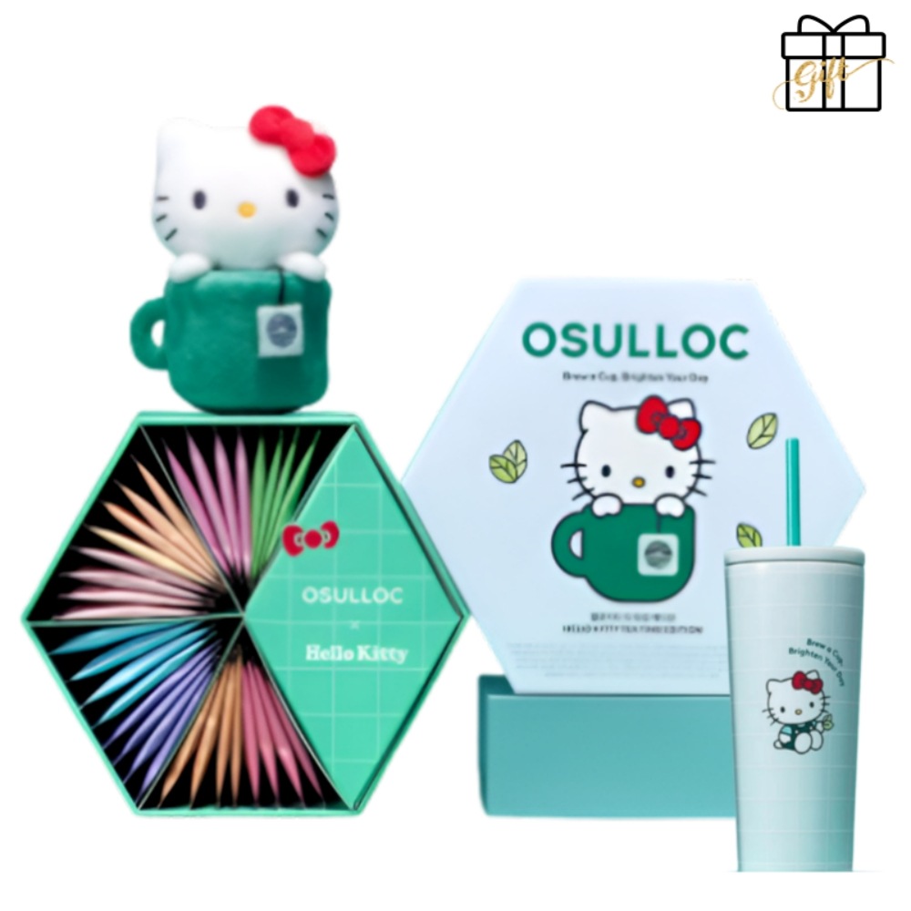 [韓国限定] ハローキティ ティータイム エディション 8種 + タンブラー 550ml ギフトセット/ 韓国の人気商品