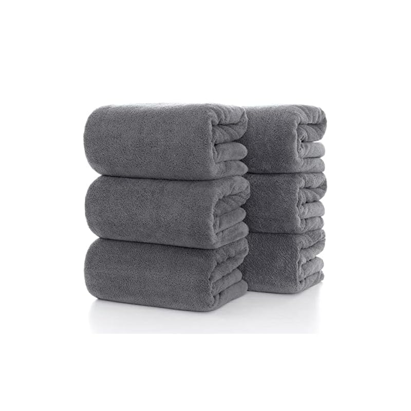 バスタオル ふわふわ 大判 [Lumimi 6枚セット グレー 70*140cm ] ホテル仕様 吸水速乾 柔らか肌触り エステ 業務用 サロン お風呂上がり耐久性 バス用品 5,307円