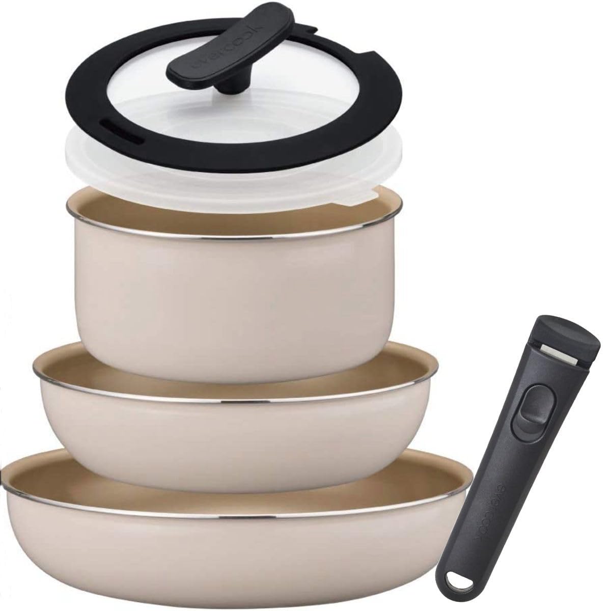 エバークック フライパンセット 6点セット 着脱式 IH対応 アイボリー ドウシシャ