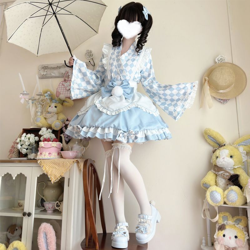 ロリータドレスミルクプリンロリータ洋装かわいい和風メイドワンピース夏和服コスチュームコスチューム