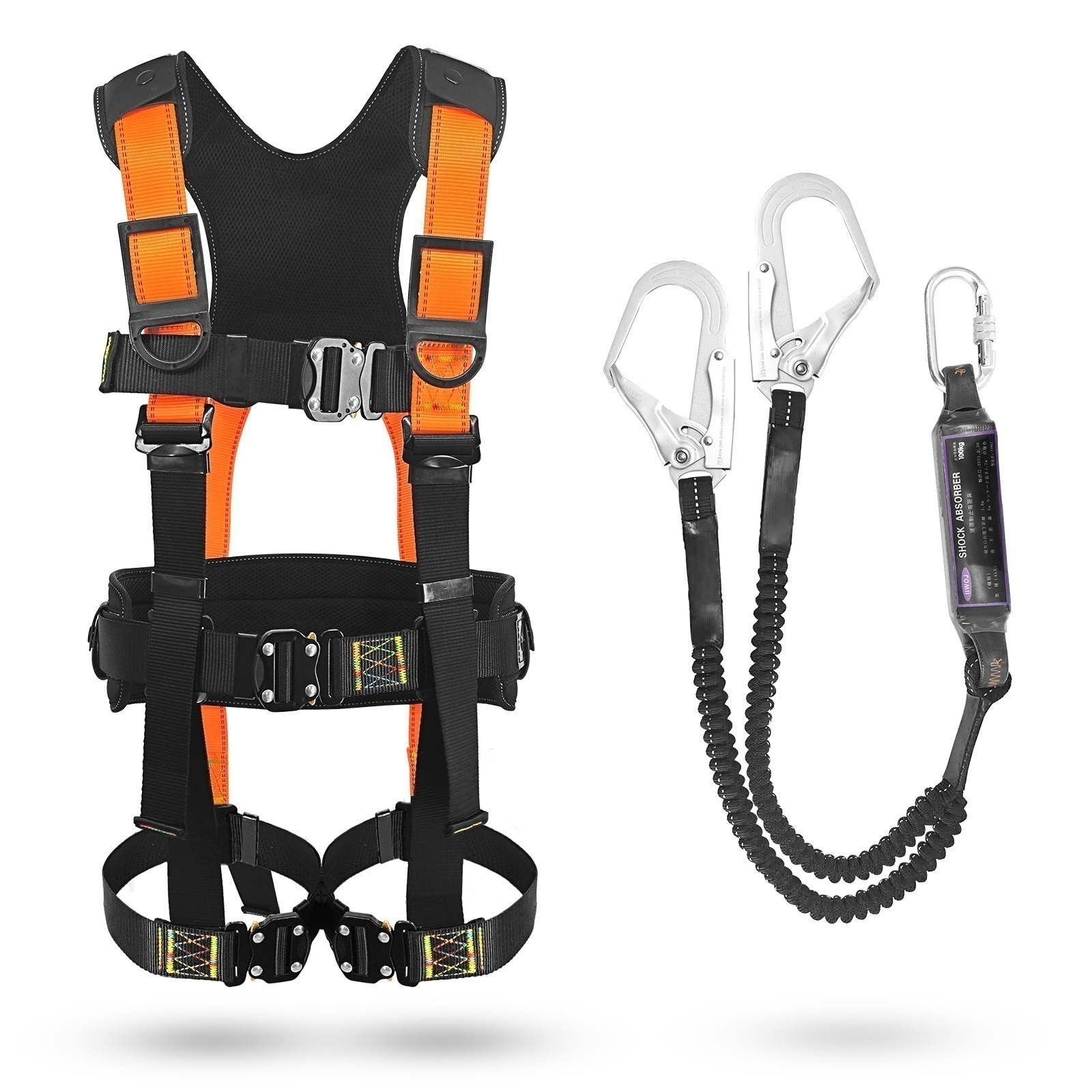 フルハーネス 安全帯 新規格適合 墜落制止用器具 安全帯 フルハーネス安全帯 新規格 セット ハーネス安全帯 新規格 軽量モデル 安全帯 伸縮式ダブルランヤード ワンタッチバックル 肩パットと腰パット