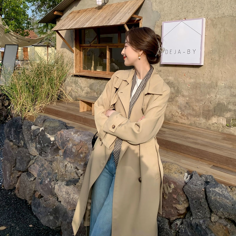 女性用ハイエンドウインドブレーカーコート2025春秋2025新作小中丈英国風春秋人気気質コート