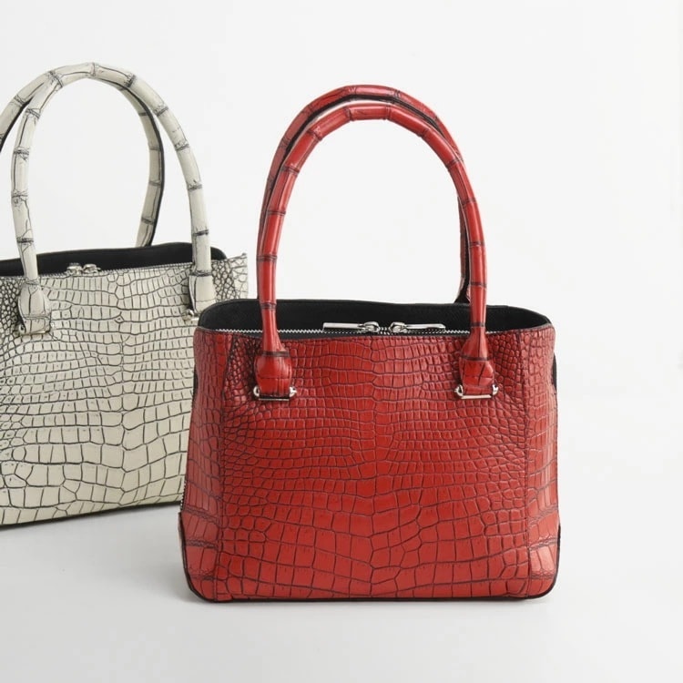クロコダイルハンドバッグレディース2WAYショルダーベルト付き