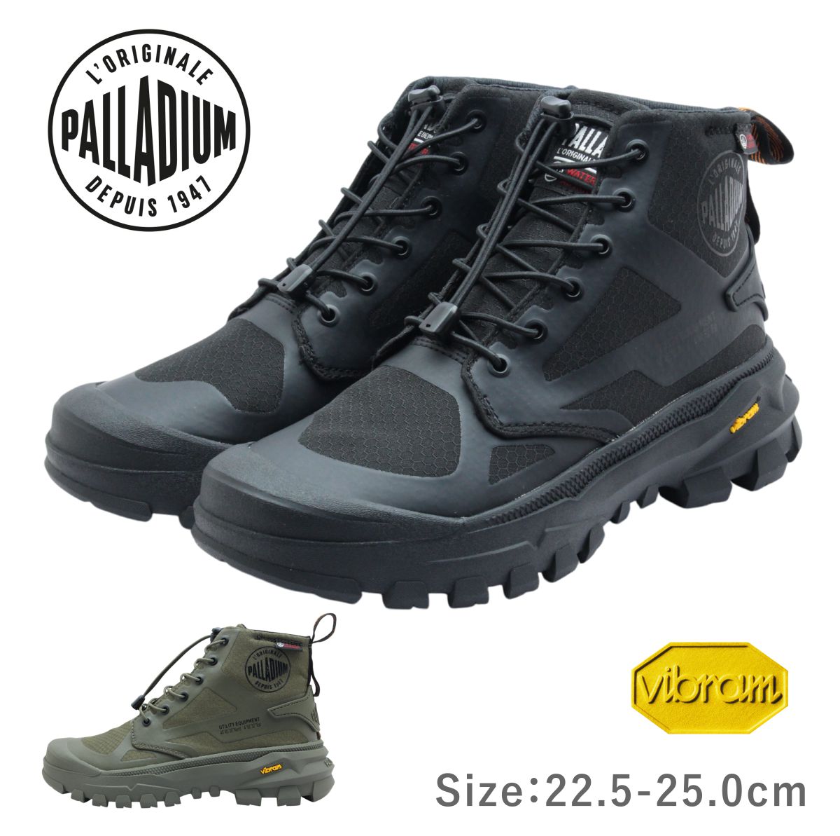 PALLADIUM パラディウム レディース スニーカー 74343 008 325 PALLARIDER CUFF WPA シューズ ビブラム ヴィブラム ウォータープルーフ 防水 靴 黒 ブラック
